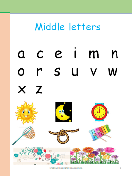 Middle or short Letters of the English Alphabet