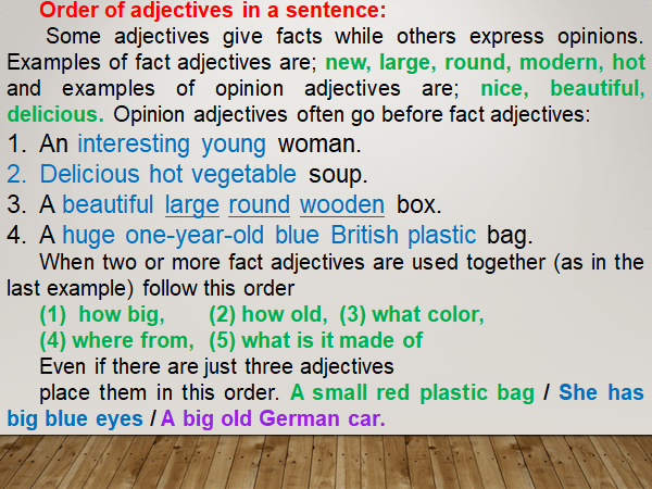 Order of Adjectives in a Sentence
