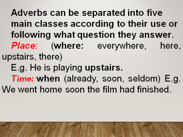 Classification of Adverbs