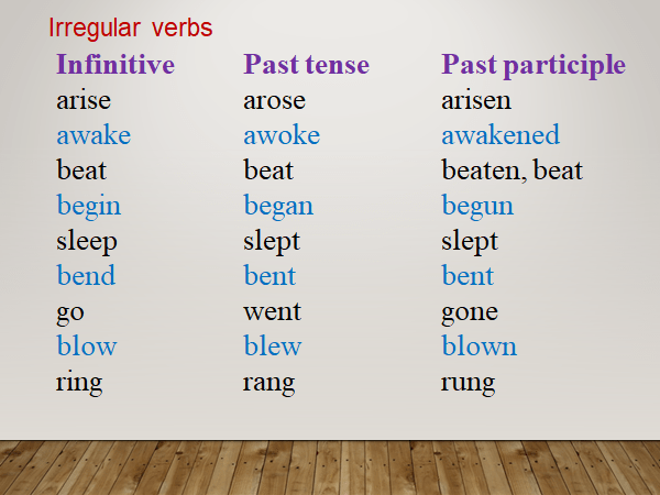 irregular verbs
