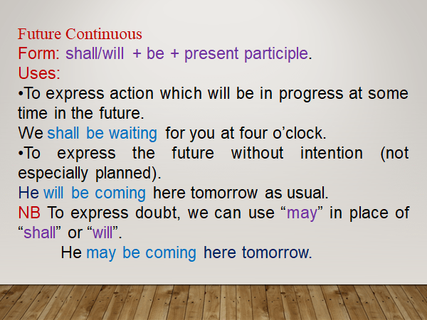 Future Continuous Tense Future Continuous Tense