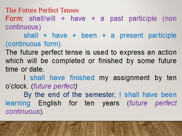 The Future Perfect Tenses The Future Perfect Tenses