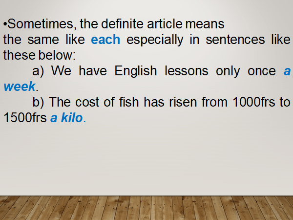 The indefinite article; The indefinite article;