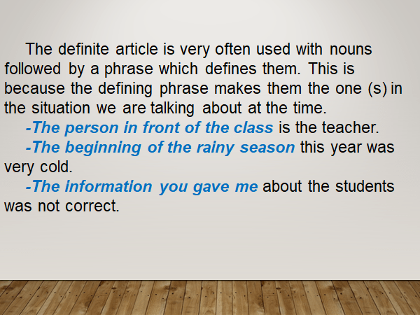 The definite article; The definite article