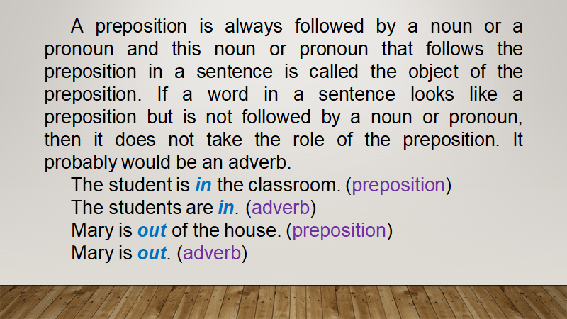 Uses of prepositions
