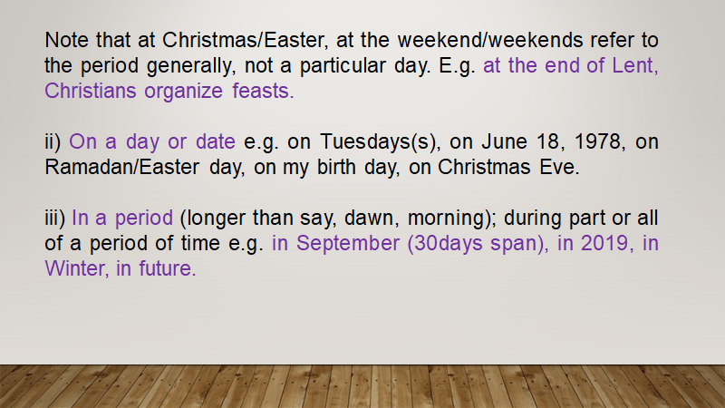 Uses of prepositions