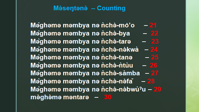 Nkwen Language Numbers 21 to 30