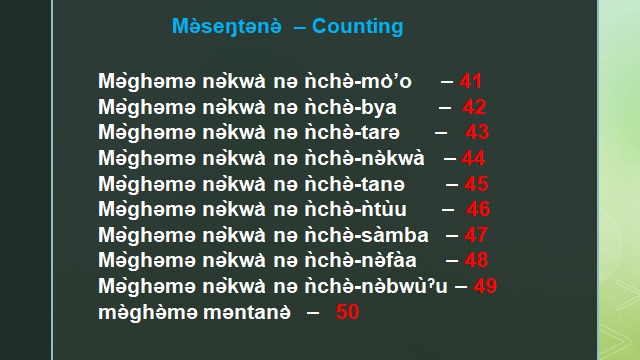 Nkwen Language Numbers 41 to 50