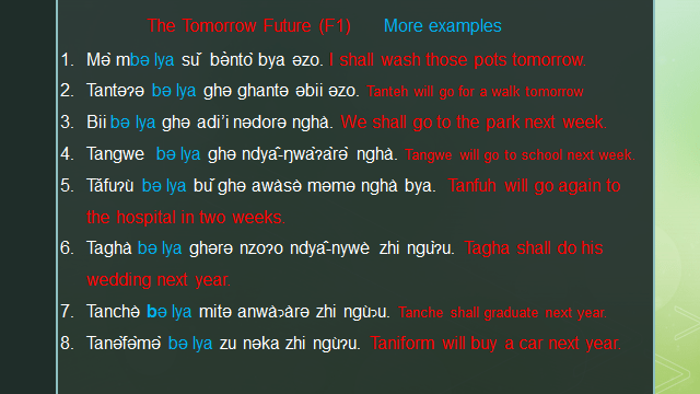 Nkwen Language Future Tense