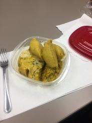 Koki and ripe plantain packed meal