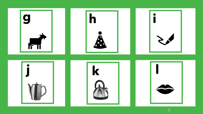 Letter Object Identification - g - l - lowercase