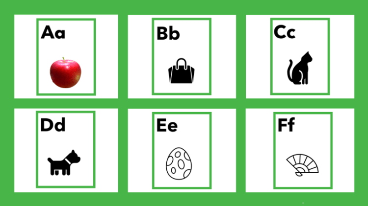 Upper and Lowercase Letter Object Identification - A - F  