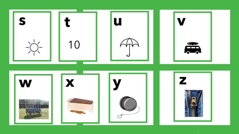 Letter Object Identification - s - z - lowercase