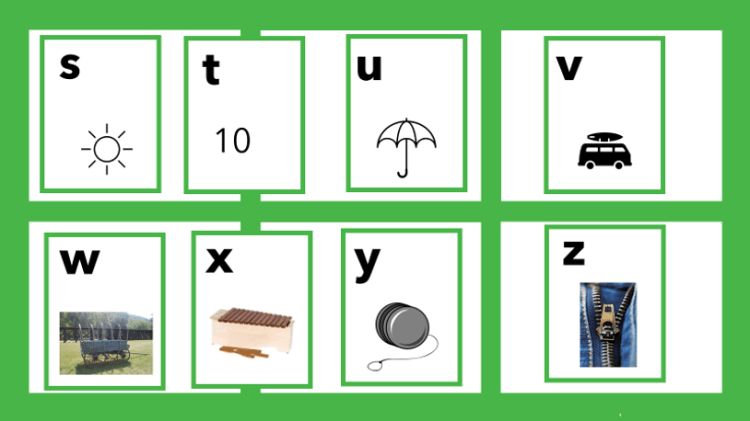 Letter Object Identification - s - z - lowercase