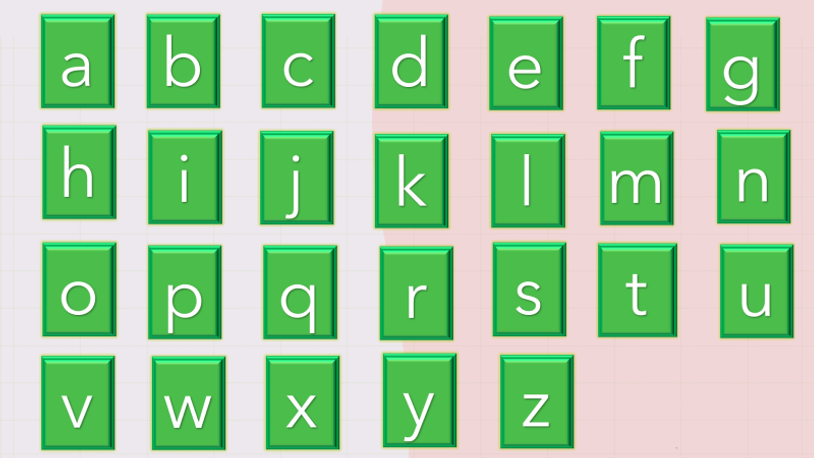 Letters of the Alphabet - Lowercase - Green color