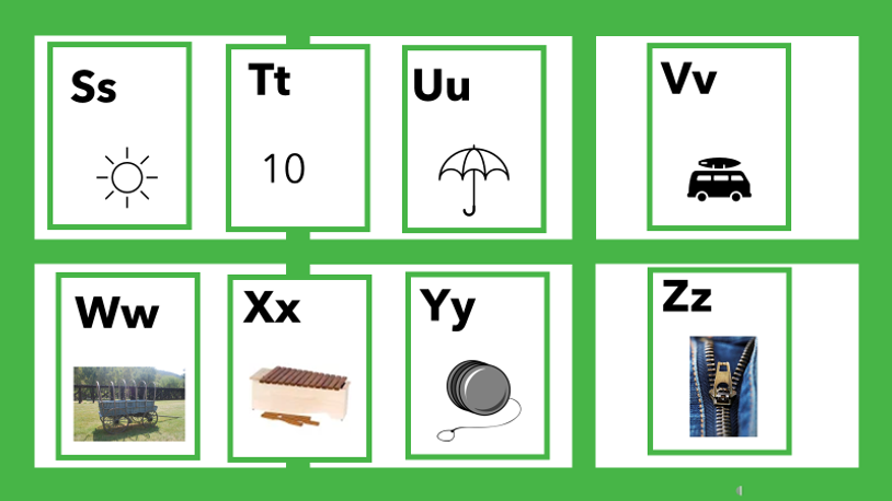 Letter Object Identification - Ss - Zz