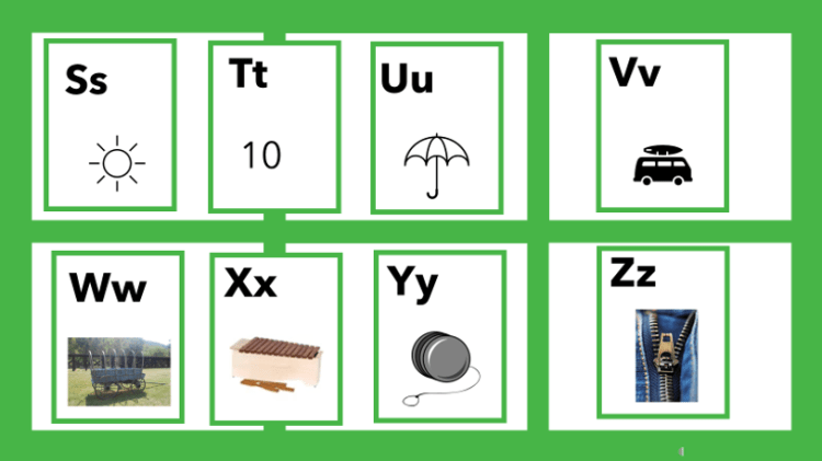 Letter Object Identification - Ss - Zz