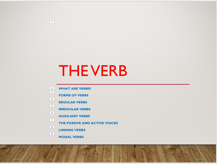 The Verb And Types. Aspects of the English Language - Verb Tenses