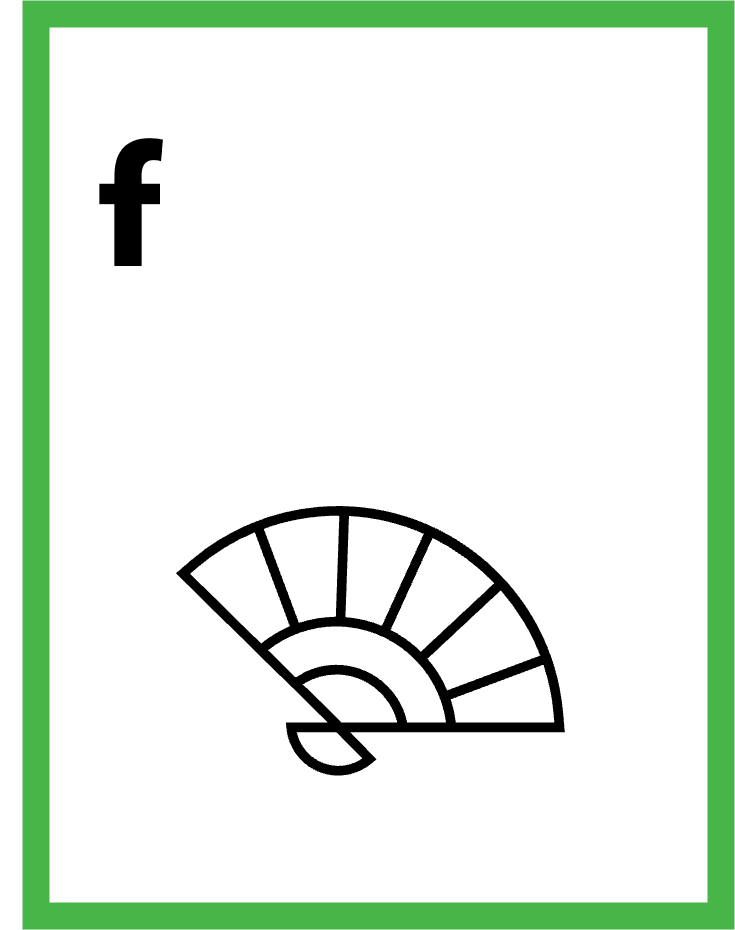 f is for fan ABC flashcard Ff