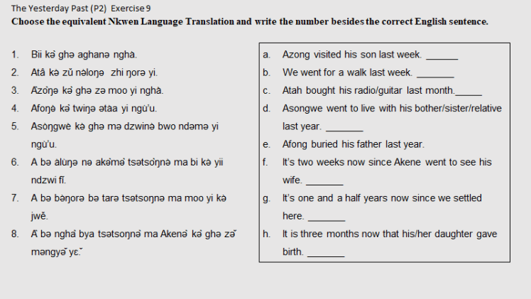 Nkwen Language Exercise