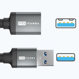 ITD ITANDA 10FT USB Extension Cable USB 3.0 Extension Cord Type A Male to Female5Gbps Data Transfer for Keyboard, Mouse, Playstation, Xbox, Flash Drive, Printer, Camera and More