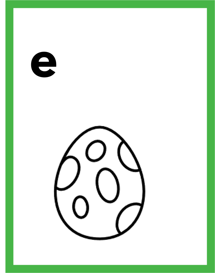 e is for egg ABC flashcard Ee