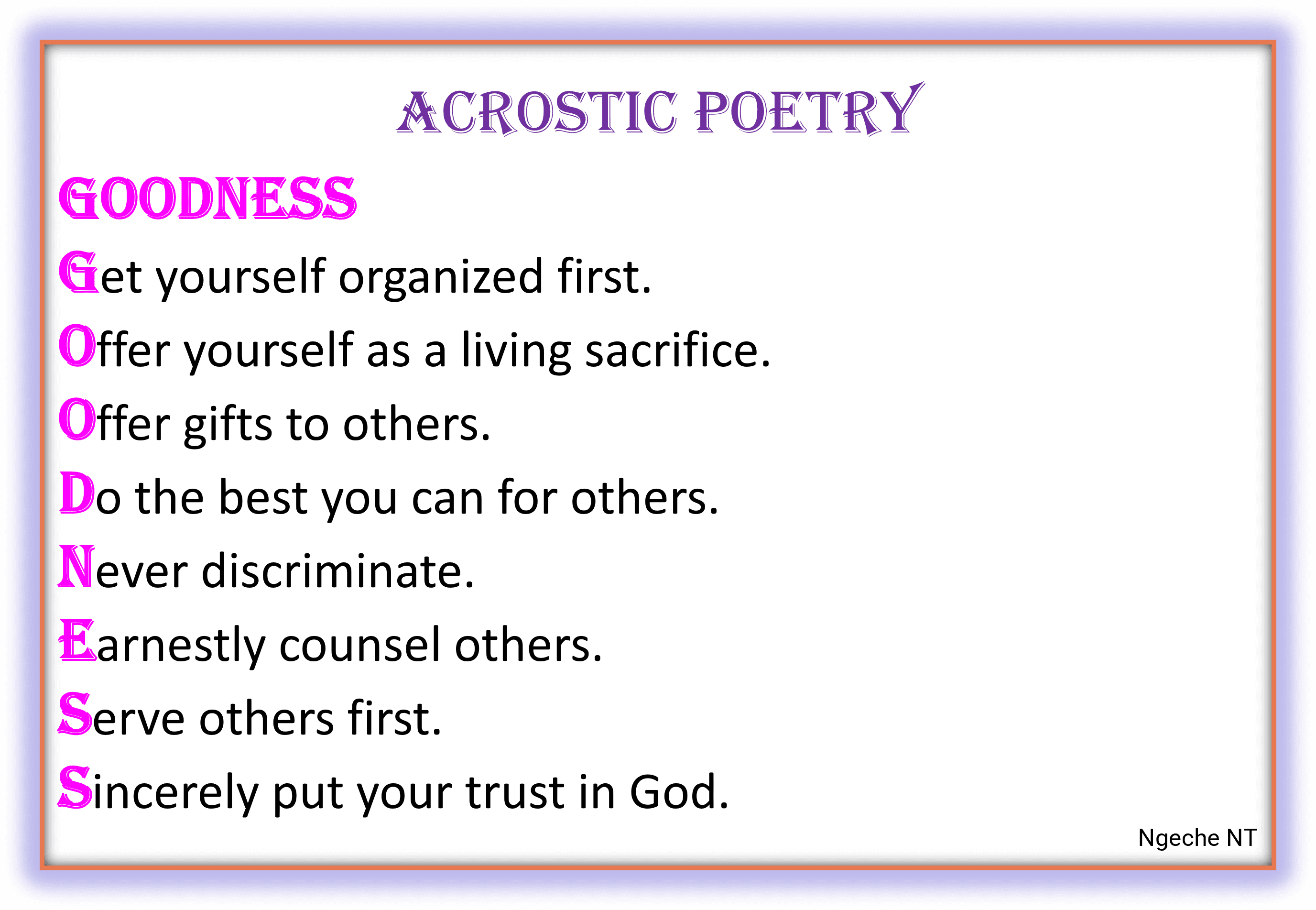 Acrostic Poetry - GOODNESS