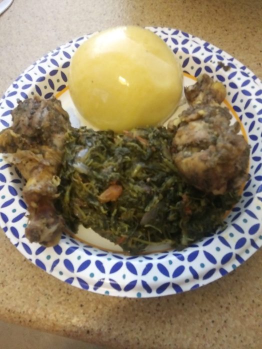 corn fufu and vegetable