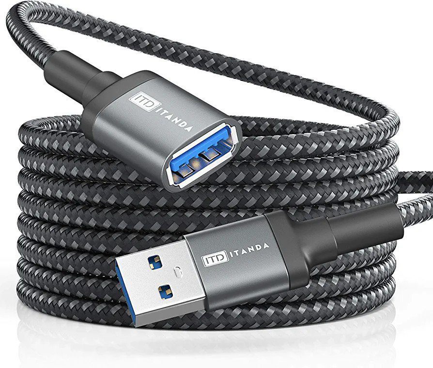 ITD ITANDA 10FT USB Extension Cable USB 3.0 Extension Cord Type A Male to Female5Gbps Data Transfer for Keyboard, Mouse, Playstation, Xbox, Flash Drive, Printer, Camera and More