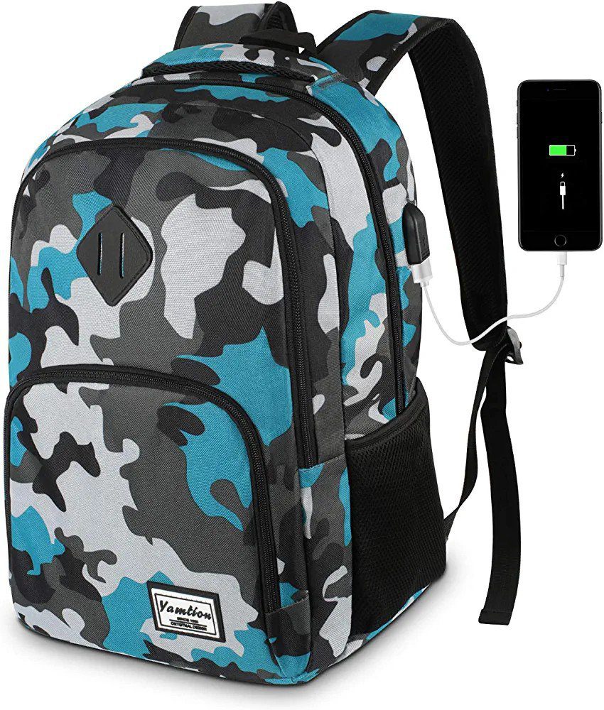 YAMTION Backpack for Men and Women,School Backpack for Teenager,15.6 inch Laptop Bookbag with USB Charging port for Business Work College Travel Trip