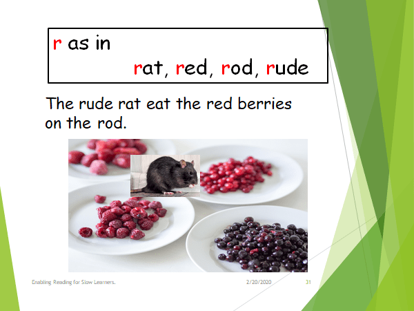 The letter r in a sentence