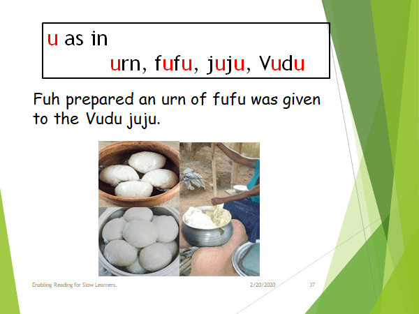 The letter u in a sentence