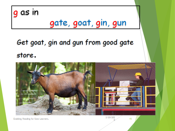 The /g/ sound in a sentence