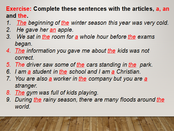 Aspects of the English Language - Exercise